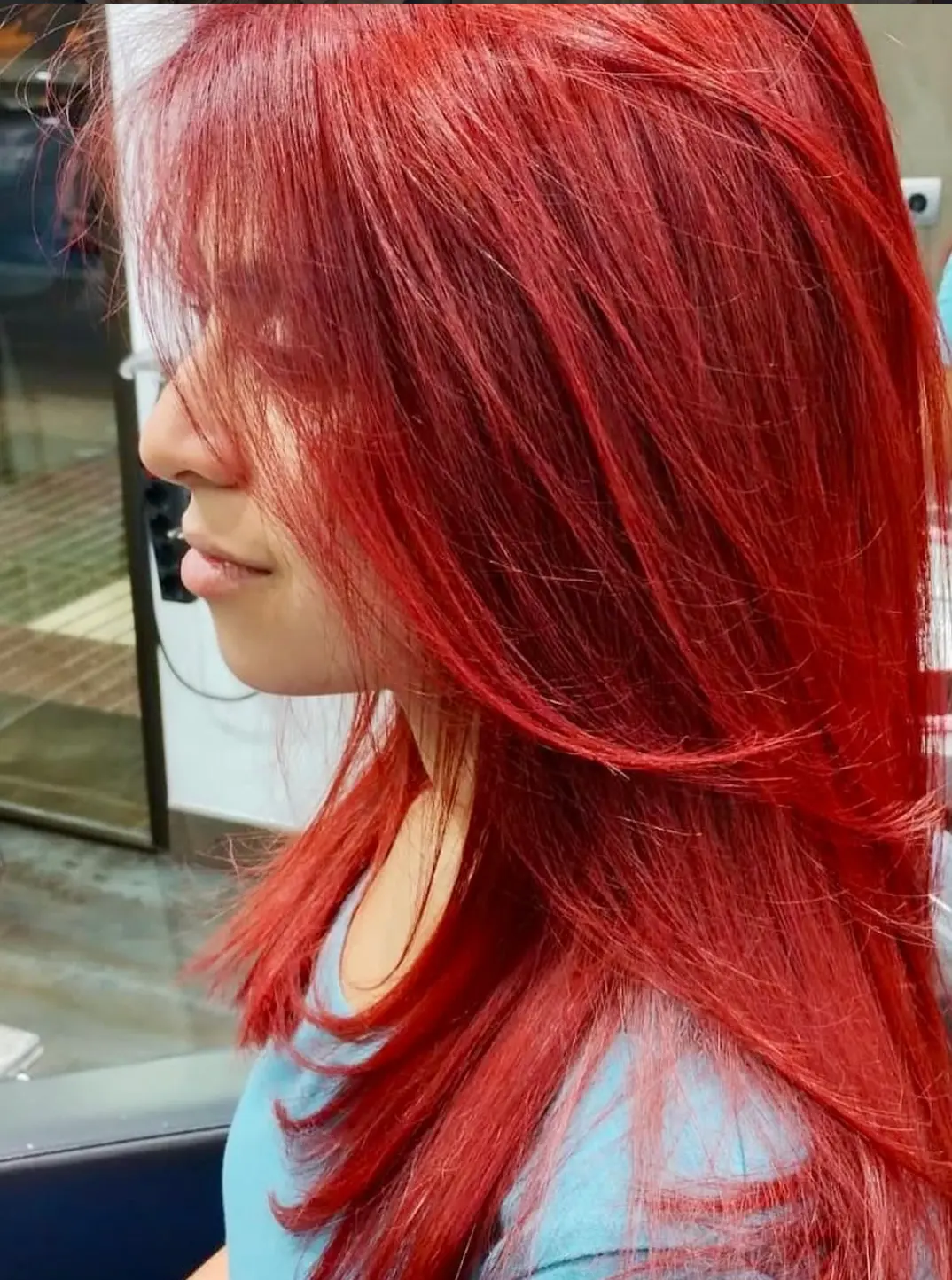 Vivid red layered colour in profile